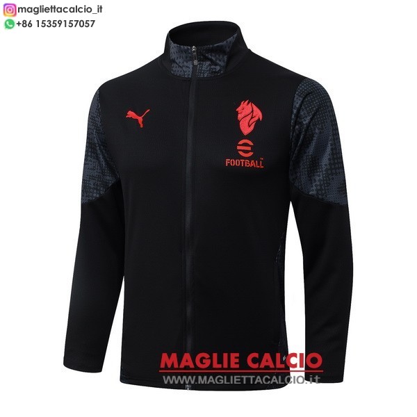 nuova ac milan nero rosso giacca lunga zip 2025-2026