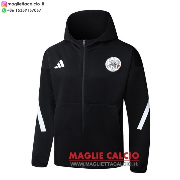 ajax nero bianco giacca con cappuccio full zip 2025-2026