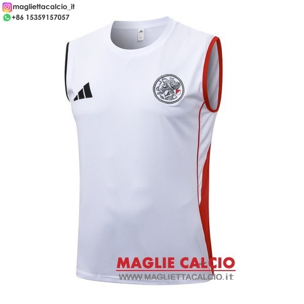nuova senza maniche formazione divisione magliette ajax 2025-2026 bianco rosso