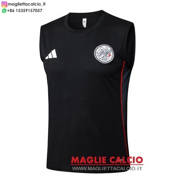nuova senza maniche formazione divisione magliette ajax 2025-2026 nero