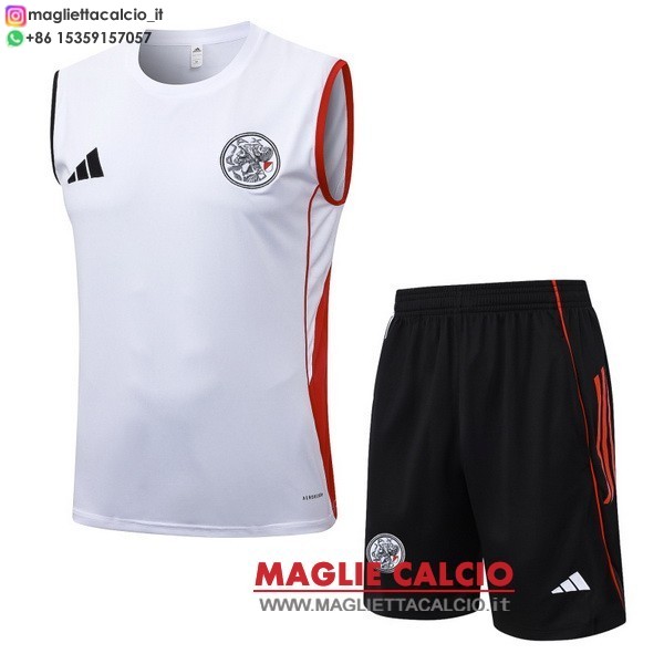nuova senza maniche formazione set completo divisione magliette ajax 2025-2026 bianco nero