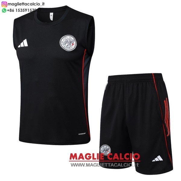 nuova senza maniche formazione set completo divisione magliette ajax 2025-2026 nero