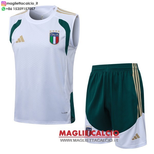 magliette italia senza maniche formazione set completo 2026 bianco verde