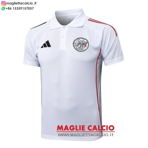 polo magliette ajax 2025-2026 bianco rosso
