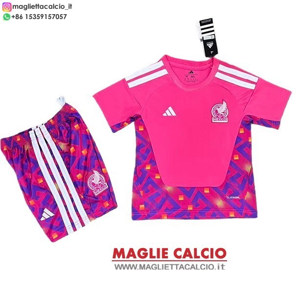 nuova portiere maglietta set completo mexico bambino 2026 Rosa