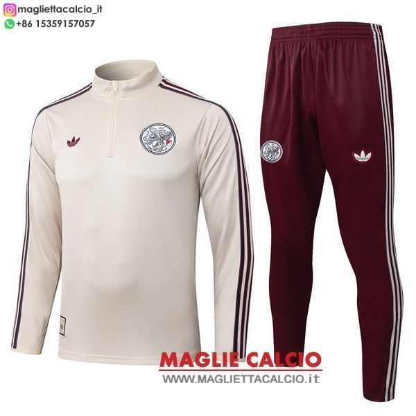 nuova ajax insieme completo giallo rosso bambino felpa da allenamento 2025-2026