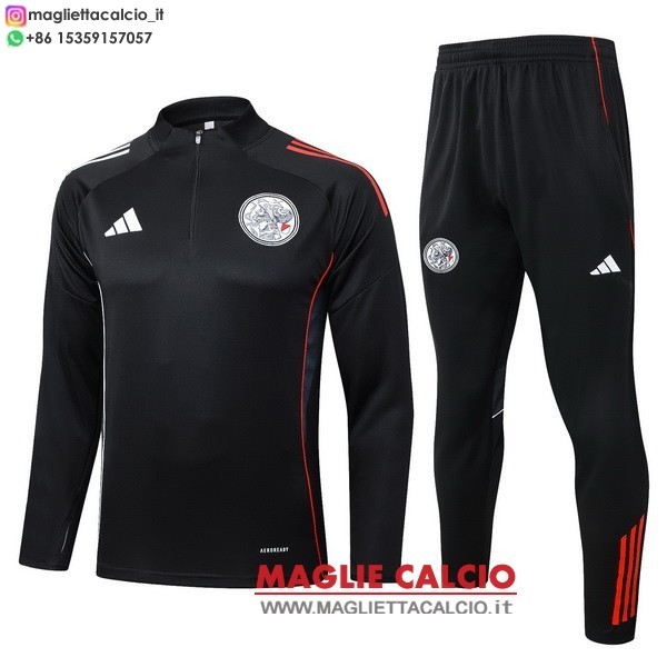 nuova ajax insieme completo nero rosso bambino felpa da allenamento 2025-2026