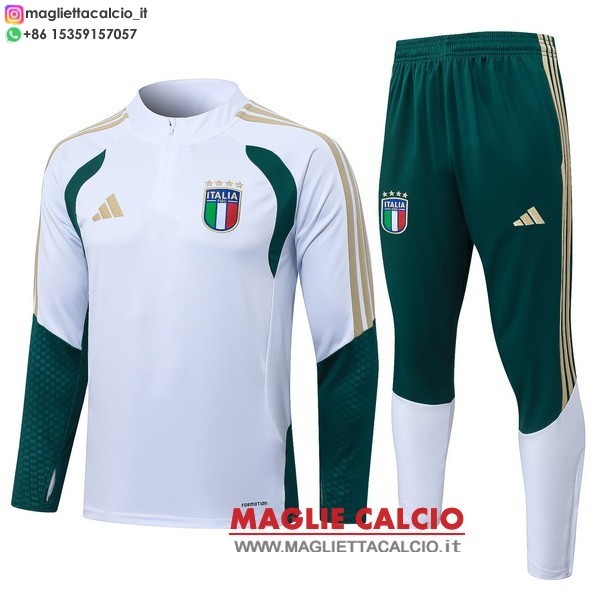 nuova italia insieme completo bianco verde mezza cerniera felpa da allenamento 2026