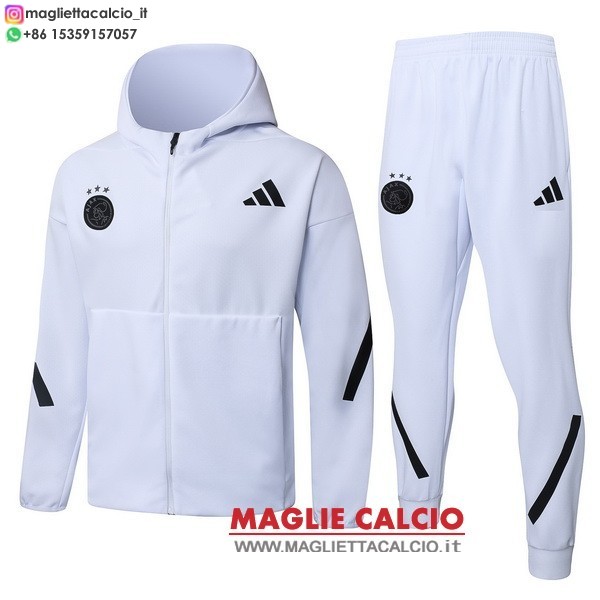 ajax insieme completo bianco nero giacca con cappuccio full zip 2025-2026