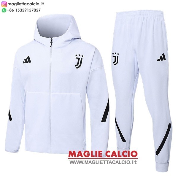 nuova juventus insieme completo bianco nero giacca con cappuccio e zip 2025-2026