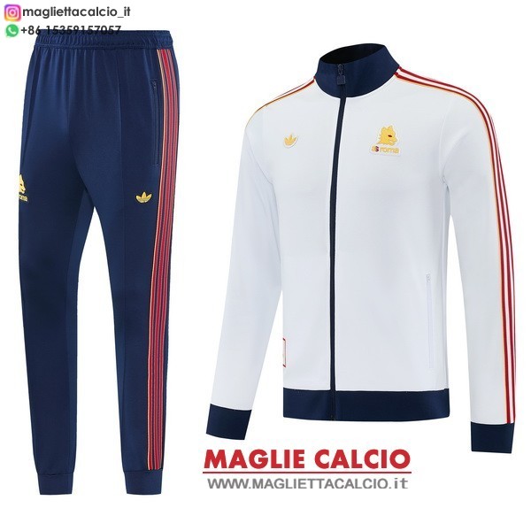 nuova as roma insieme completo bianco blu giacca lunga zip 2026-2027