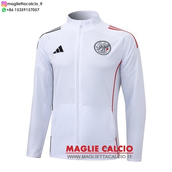 ajax bianco rosso giacca full zip allenamento 2025-2026