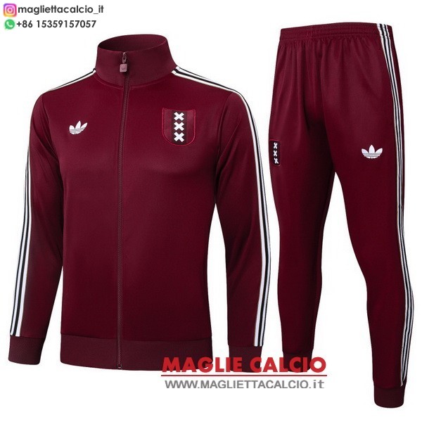 nuova ajax insieme completo rosso bianco giacca lunga zip 2025-2026