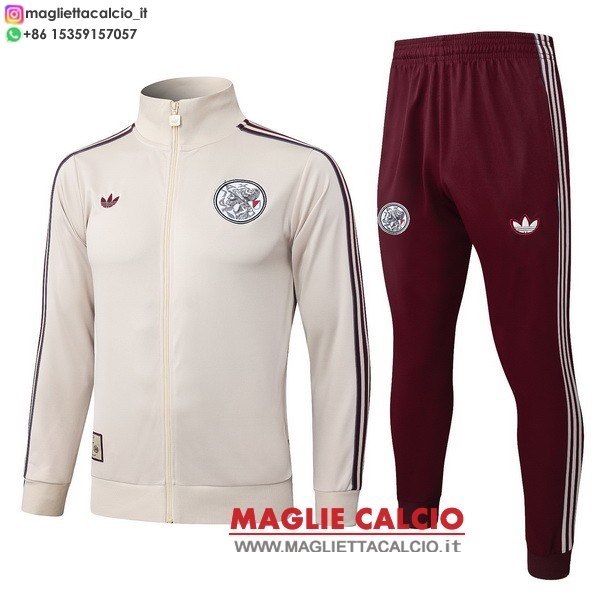 nuova ajax insieme completo giallo rosso bambino giacca lunga zip 2025-2026