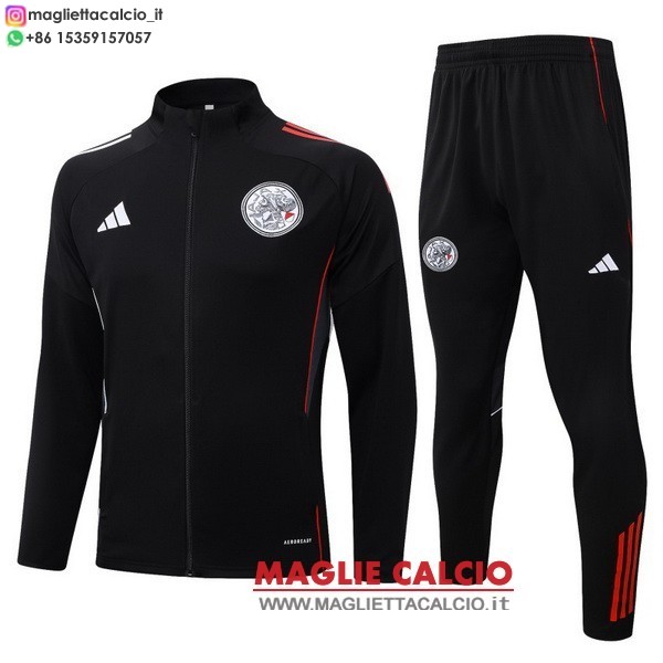 nuova ajax insieme completo nero bambino giacca lunga zip 2025-2026