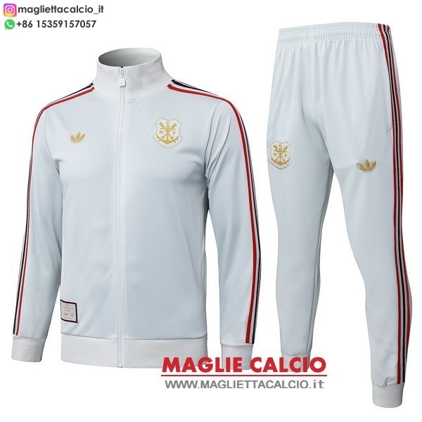 nuova flamengo insieme completo grigio rosso giacca lunga zip 2025-2026