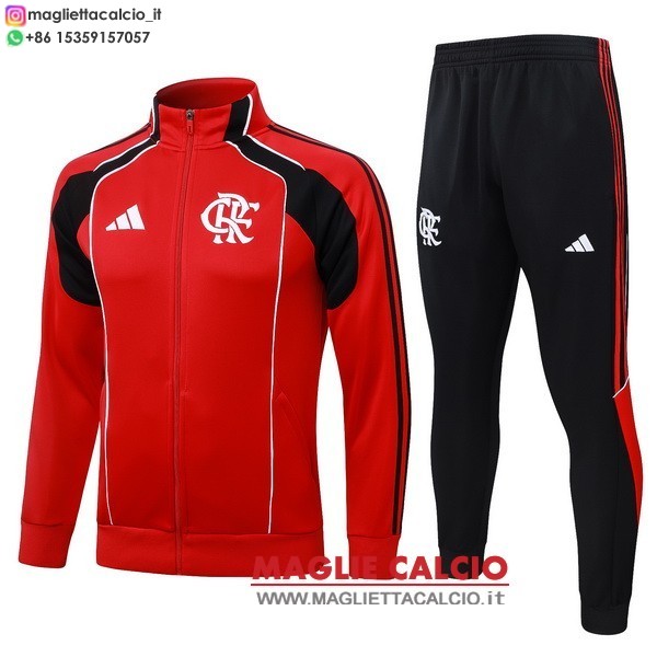 nuova flamengo insieme completo rosso nero giacca lunga zip 2025-2026