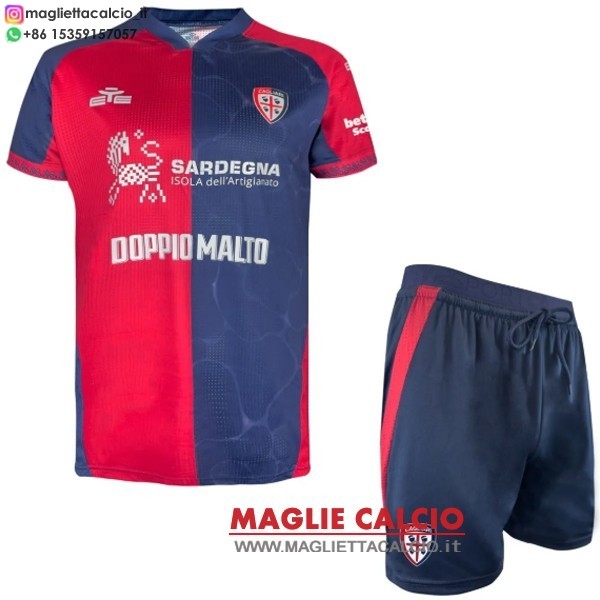 nuova prima maglietta cagliari calcio set completo bambino 2025-2026