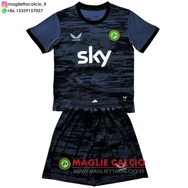 nuova portiere maglietta set completo irlanda bambino 2026 nero grigio