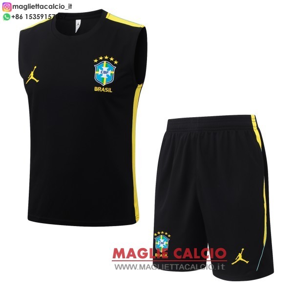 senza maniche formazione set completo divisione magliette brasile 2026 nero giallo