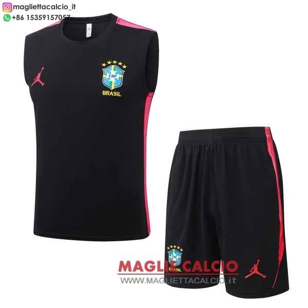 senza maniche formazione set completo divisione magliette brasile 2026 nero rosa