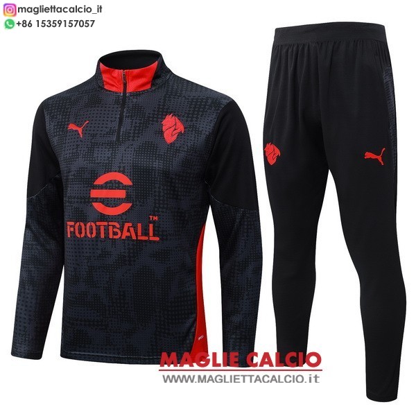 nuova ac milan insieme completo nero rosso felpa da allenamento 2025-2026