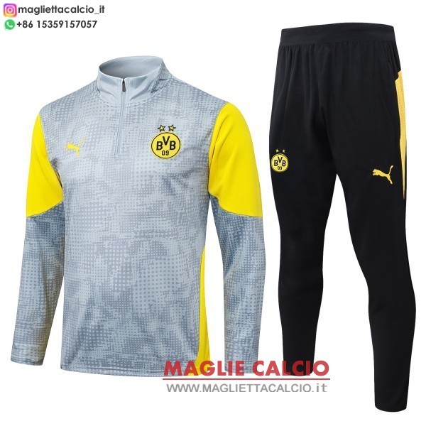 nuova borussia dortmund insieme completo grigio giallo nero Giallo-Neromezza cerniera felpa da allenamento 2025-2026