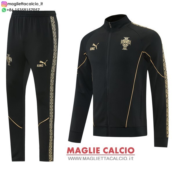 portogallo insieme completo nero i giallo giacca full zip allenamento 2026