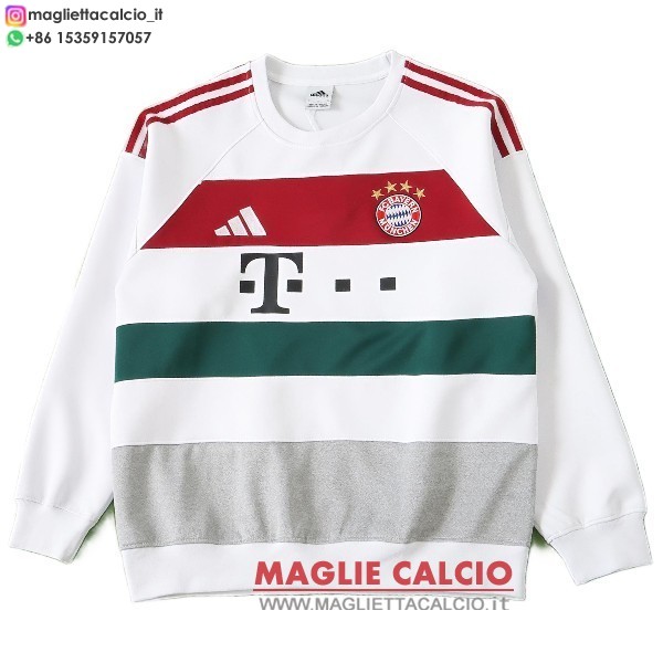 nuova bayern monaco bianco rosso blu felpa girocollo uomo 2026-2027
