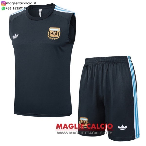 nuova formazione set completo divisione senza maniche magliette argentina 2026 grigio navy