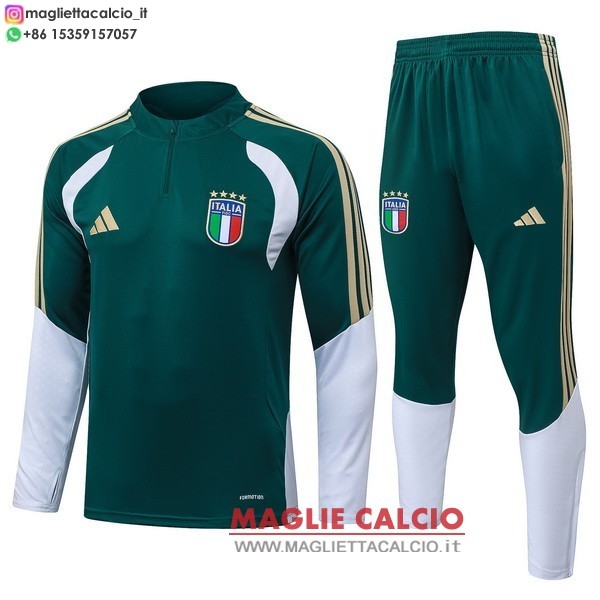 felpa da allenamento bambino set completo italia 2026 verde bianco