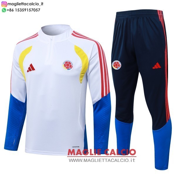 columbia insieme completo bianco giallo blu mezza cerniera felpa da allenamento 2026