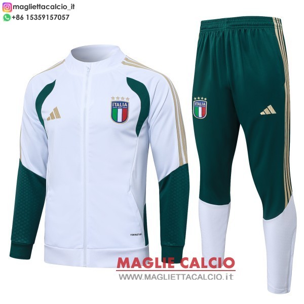 giacca full zip allenamento bambino set completo italia 2026 bianco verde