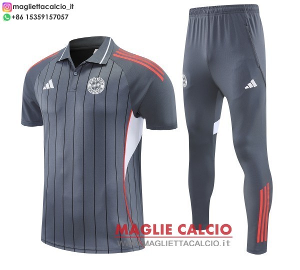 polo set completo maglia bayern monaco 2026-2027 grigio rosso bianco