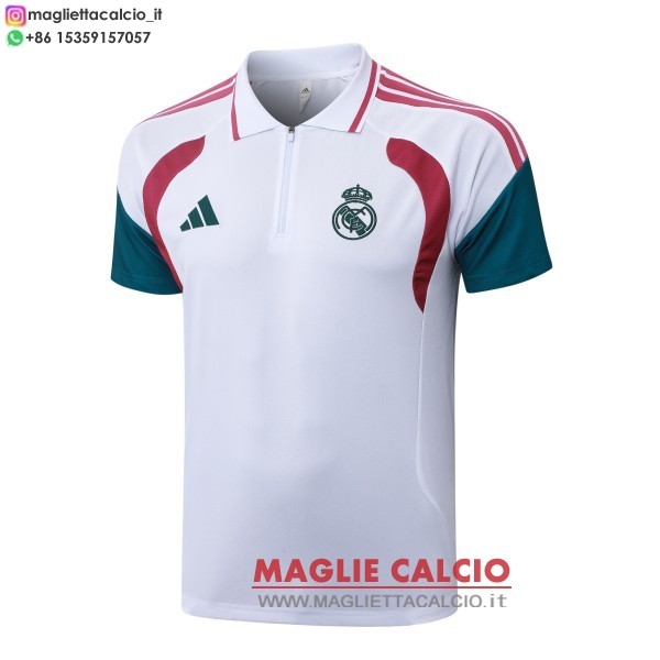 real madrid maglietta polo nuova 2026-2027 bianco rosa verde