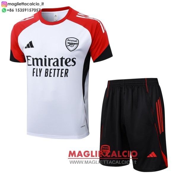 nuova formazione divisione maglietta set completo arsenal 2025-2026 bianco rosso