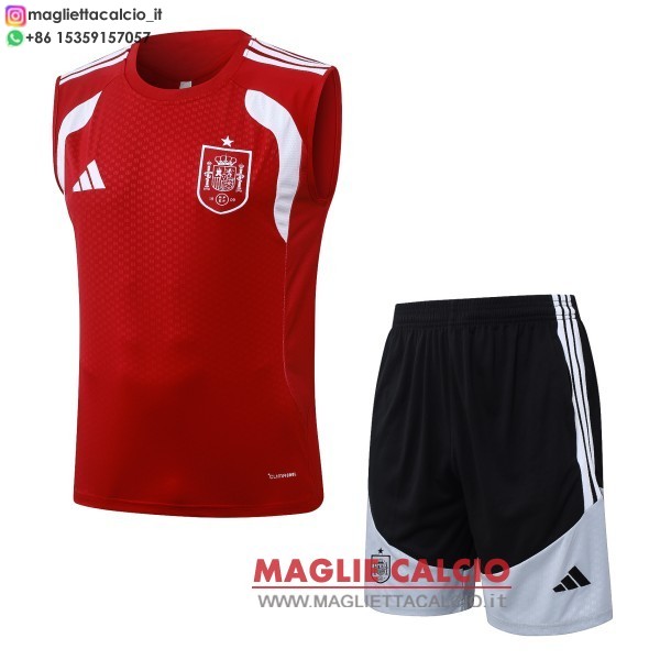 nuova formazione set completo divisione senza maniche magliette spagna 2026 rosso nero bianco