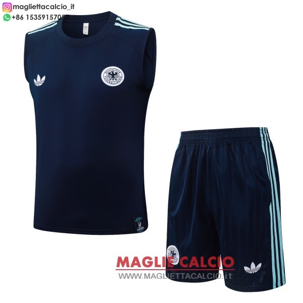 nuova senza maniche formazione set completo divisione magliette germania 2026 blu navy