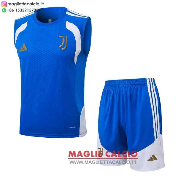 nuova senza maniche formazione magliette set completo juventus 2026-2027 blu bianco