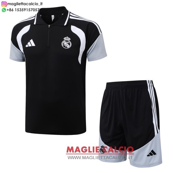 polo set completo maglietta real madrid 2026-2027 nero grigio