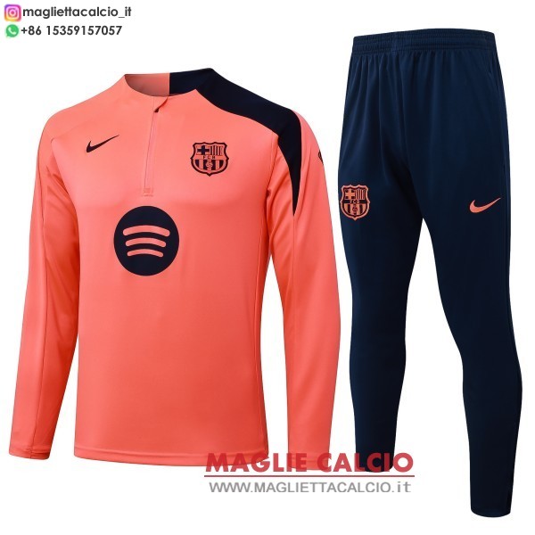 felpa da allenamento bambino set completo barcelona 25/26 arancione blu navy