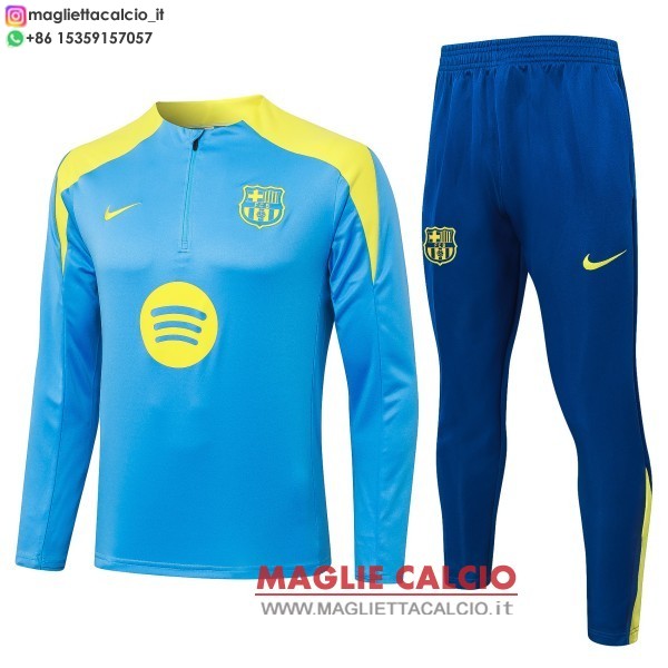 felpa da allenamento bambino set completo barcelona 25/26 blu giallo