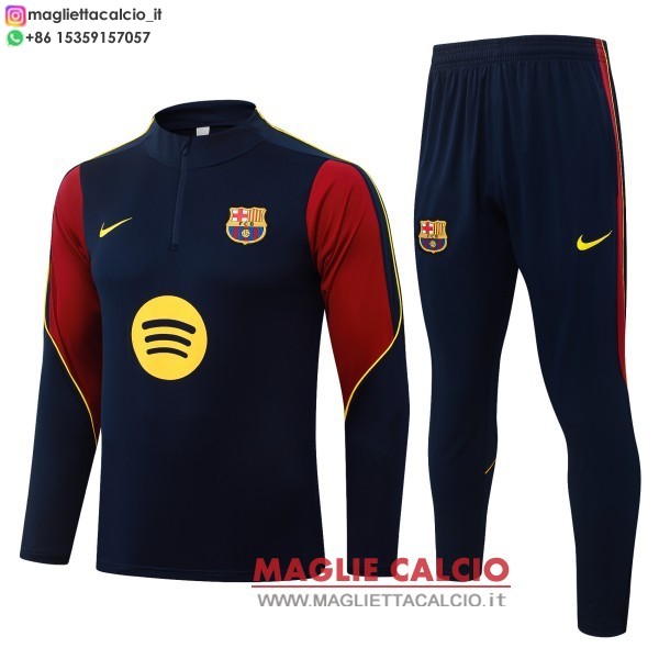 felpa da allenamento bambino set completo barcelona 25/26 blu navy rosso