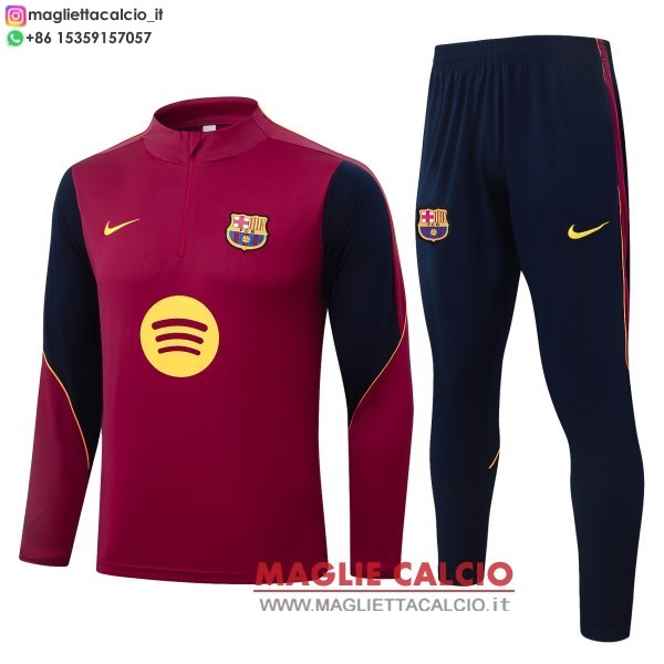 felpa da allenamento bambino set completo barcelona 25/26 borgogna blu navy