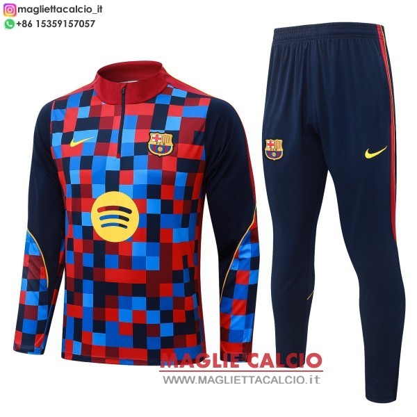 felpa da allenamento bambino set completo barcelona 25/26 rosso blu navy