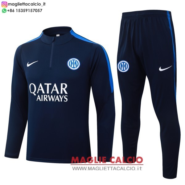 felpa da allenamento bambino set completo inter milan 2026-2027 blu navy