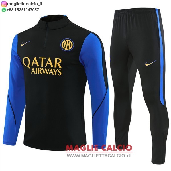 felpa da allenamento bambino set completo inter milan 2026-2027 nero blu