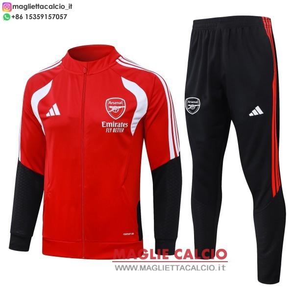 nuova arsenal insieme completo rosso bianco nero bambino giacca lunga zip 2026-2027