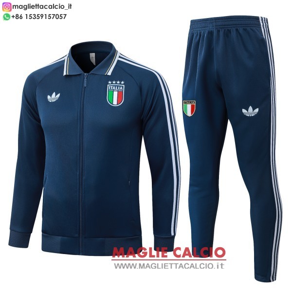 giacca full zip allenamento bambino set completo italia 2026 blu navy