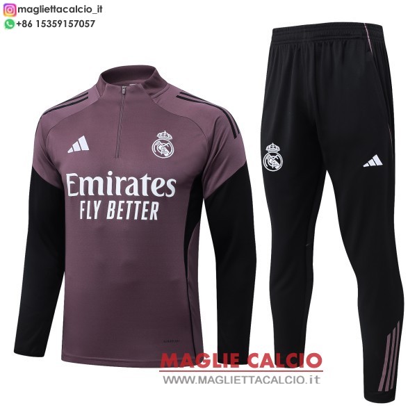 felpa da allenamento bambino set completo real madrid 2025-2026 purpureo nero